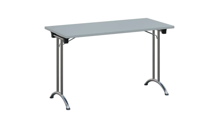 SLC 125 chrom skládací jednací stůl 1250x600, deska 25 mm, podnož chrom, deska šedá